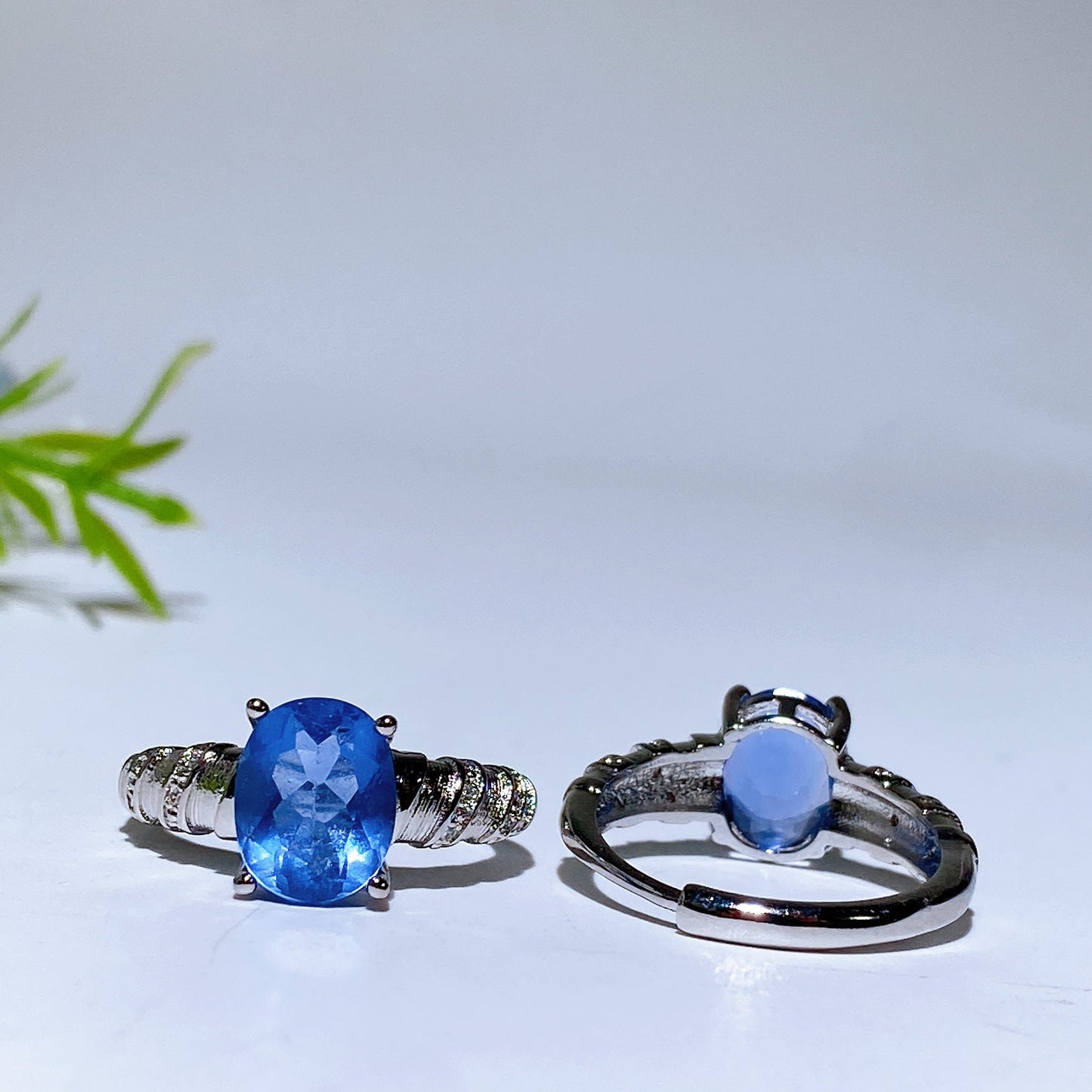 Cooper Silver Plated Blue Fluorite Ring Crystal Healing Bulk Wholesale