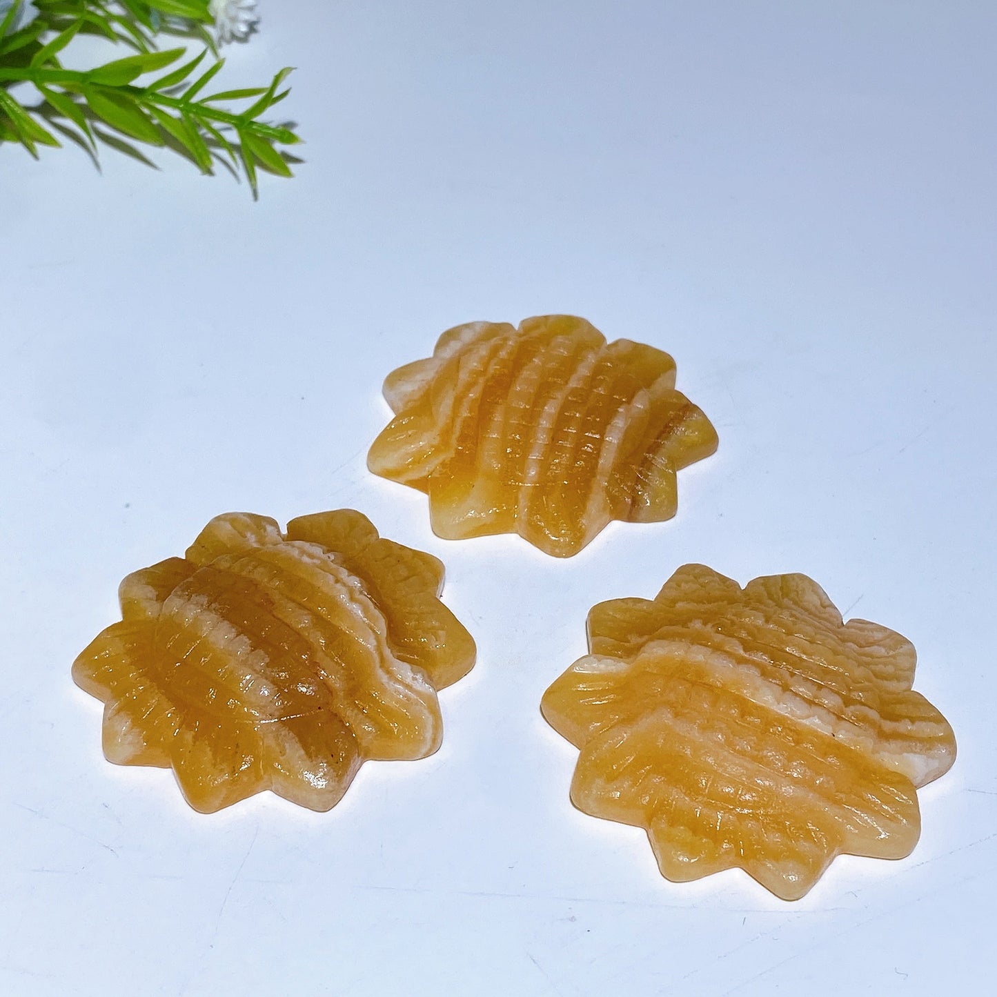 2.0" Orange Calcite Sunflower Carving Crystal Healing Bulk Wholesale