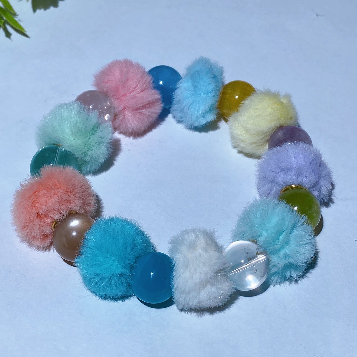 13mm Mixed Crystal Bracelet with Colorful Pompon Crystal Healing Bulk Wholesale