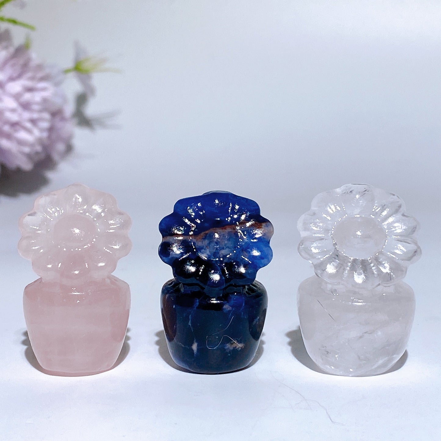 1.4" Crystal Flower Bonsai Carving Crystal Healing Bulk Wholesale