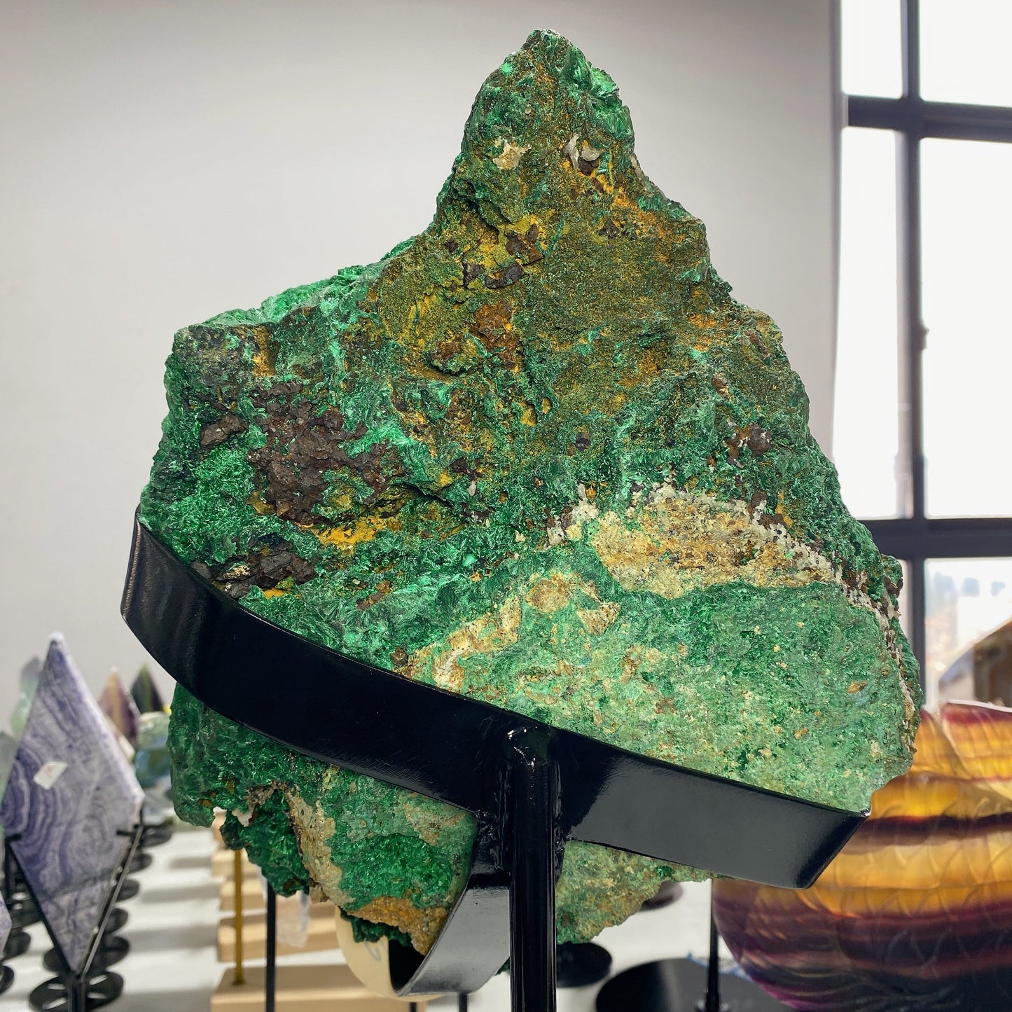42cm Large Unique Raw Malachite Specimen with Stand Crystal Healing