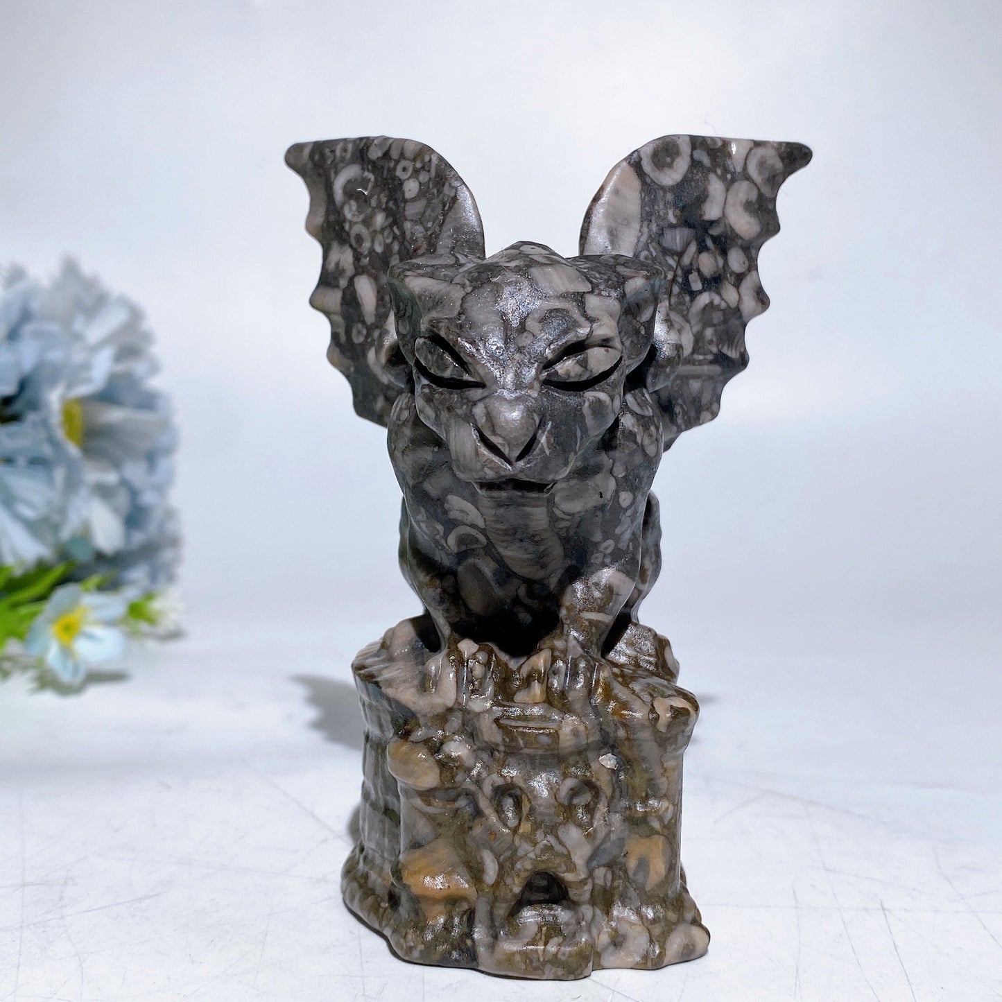 10cm Yooperlite Fossil Stone Gargoyle Carving Crystal Healing Bulk Wholesale
