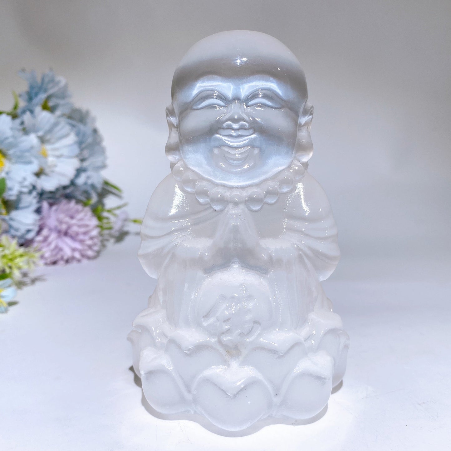Selenite Guanyin Buddha Carving Crystal Healing Bulk Wholesale