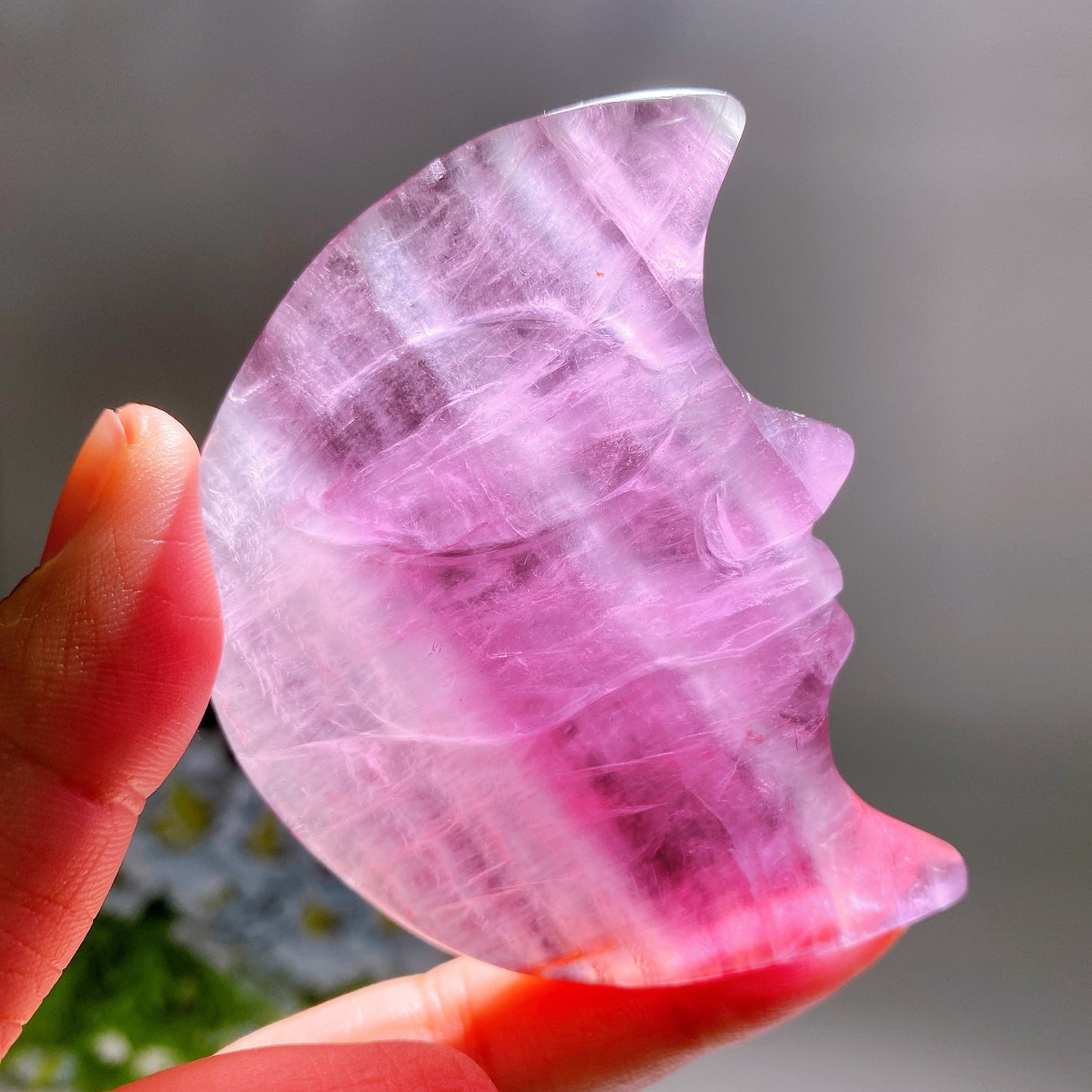 2.9" Fluorite Moon Face Carving Crystal Healing Bulk Wholesale