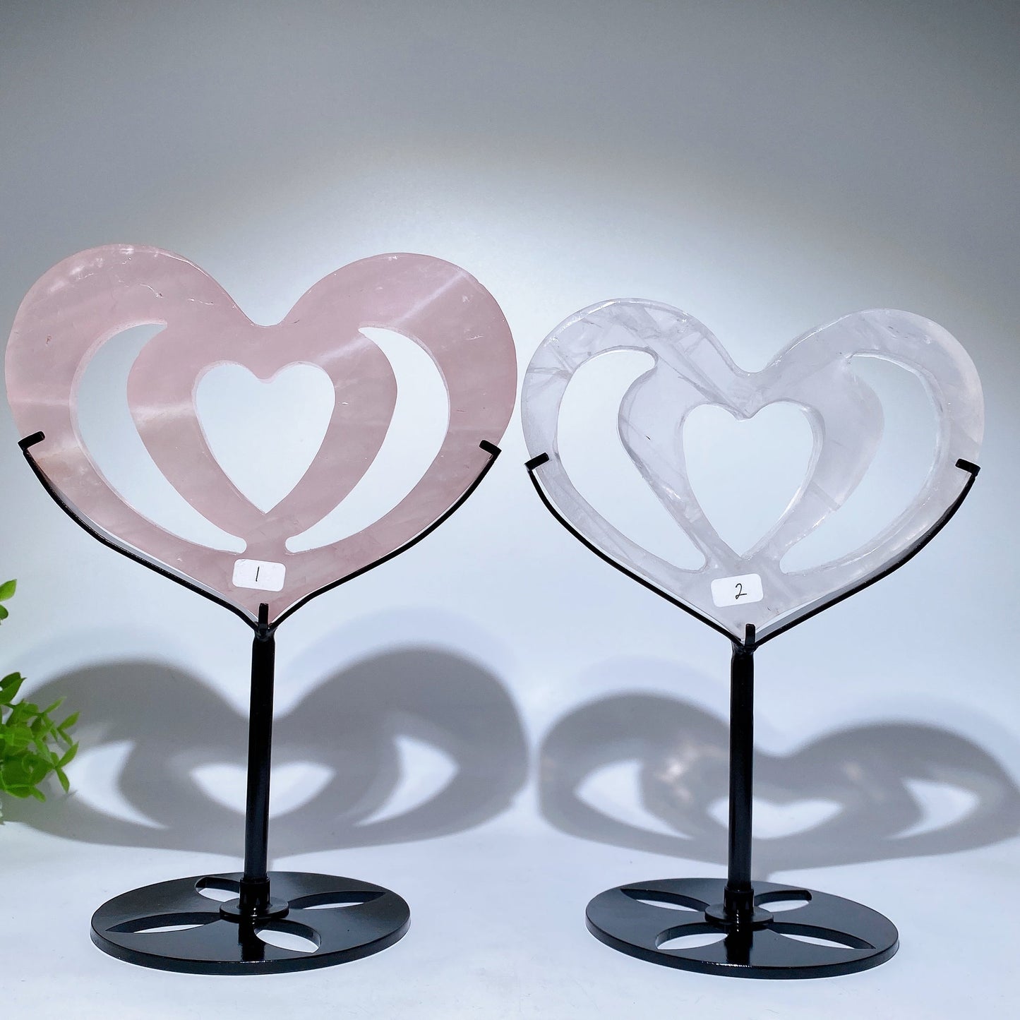 Rose Quartz Clear Quartz Double Heart Carving Crystal Healing Bulk Wholesale