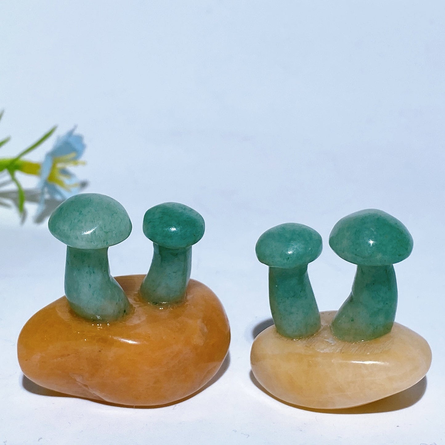 1.2"-1.4" Green Aventurine Moss Agate Mushroom with Aventurine Base Carving Crystal Healing Bulk Wholesale