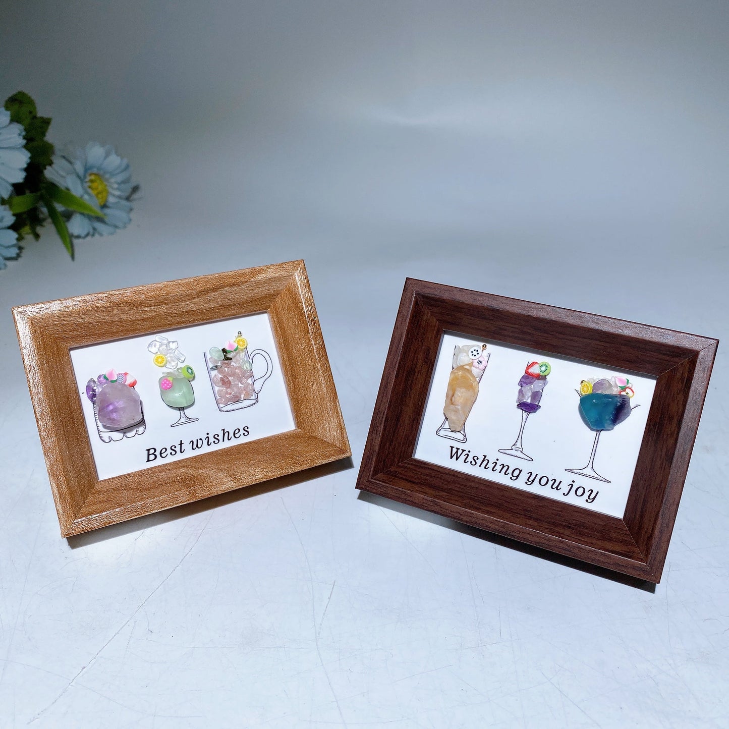 Crystal Scenery in Wooden Photo Frame with Scent Crystal Healing Bulk Wholesale