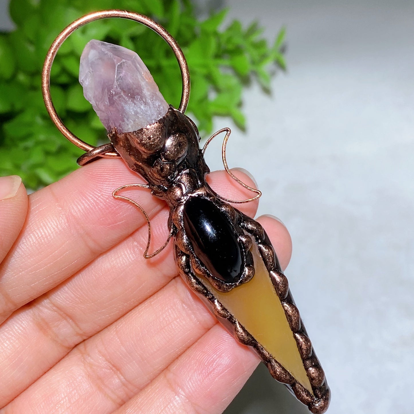 Colorful Agate with Amethyst Pendant Crystal Healing Bulk Wholesale