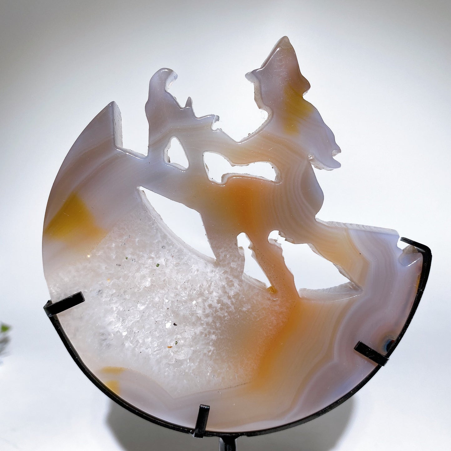 Druzy Agate Witch Carving with Stand Crystal Healing Bulk Wholesale