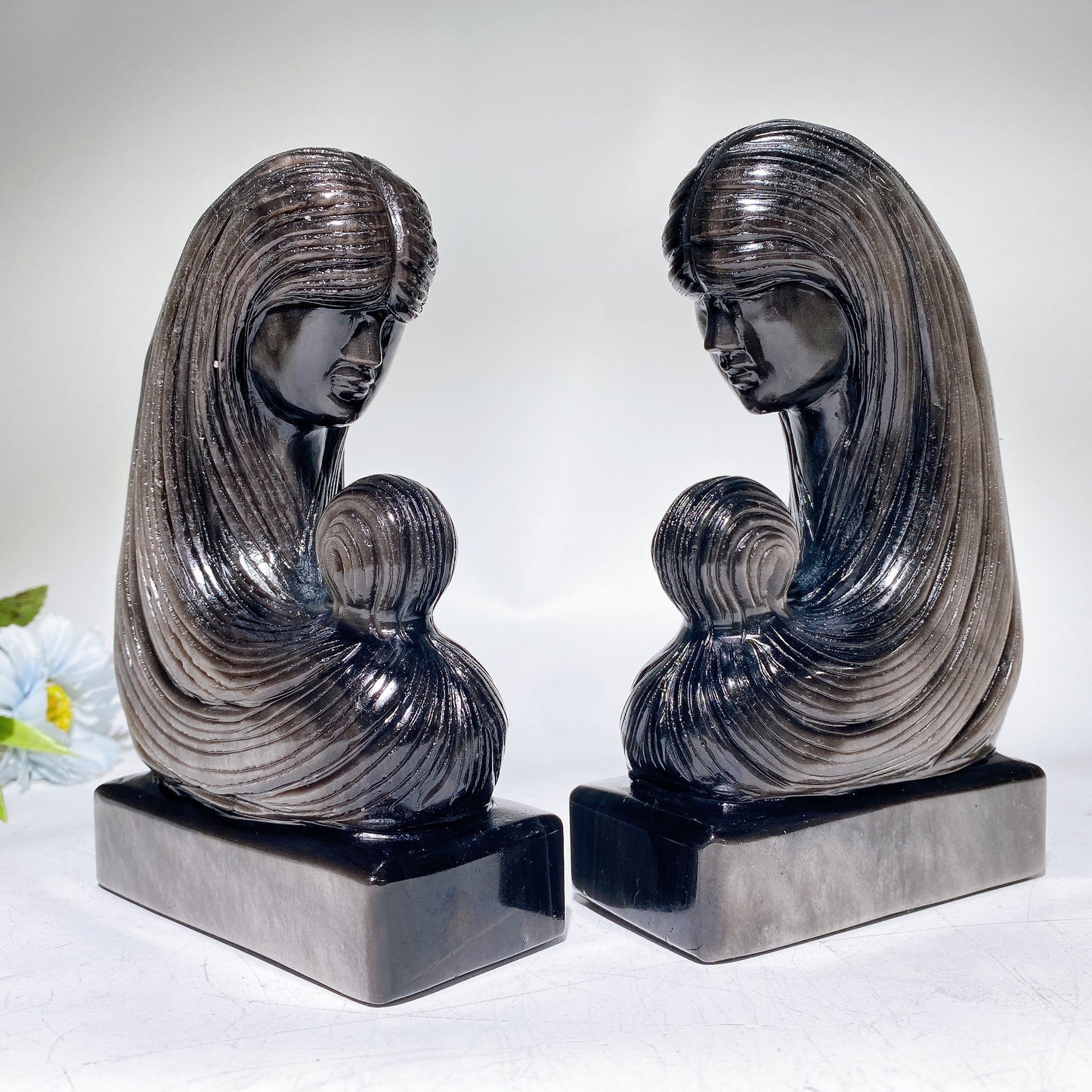 16cm Silver Obsidian Lady Carving Crystal Healing Bulk Wholesale