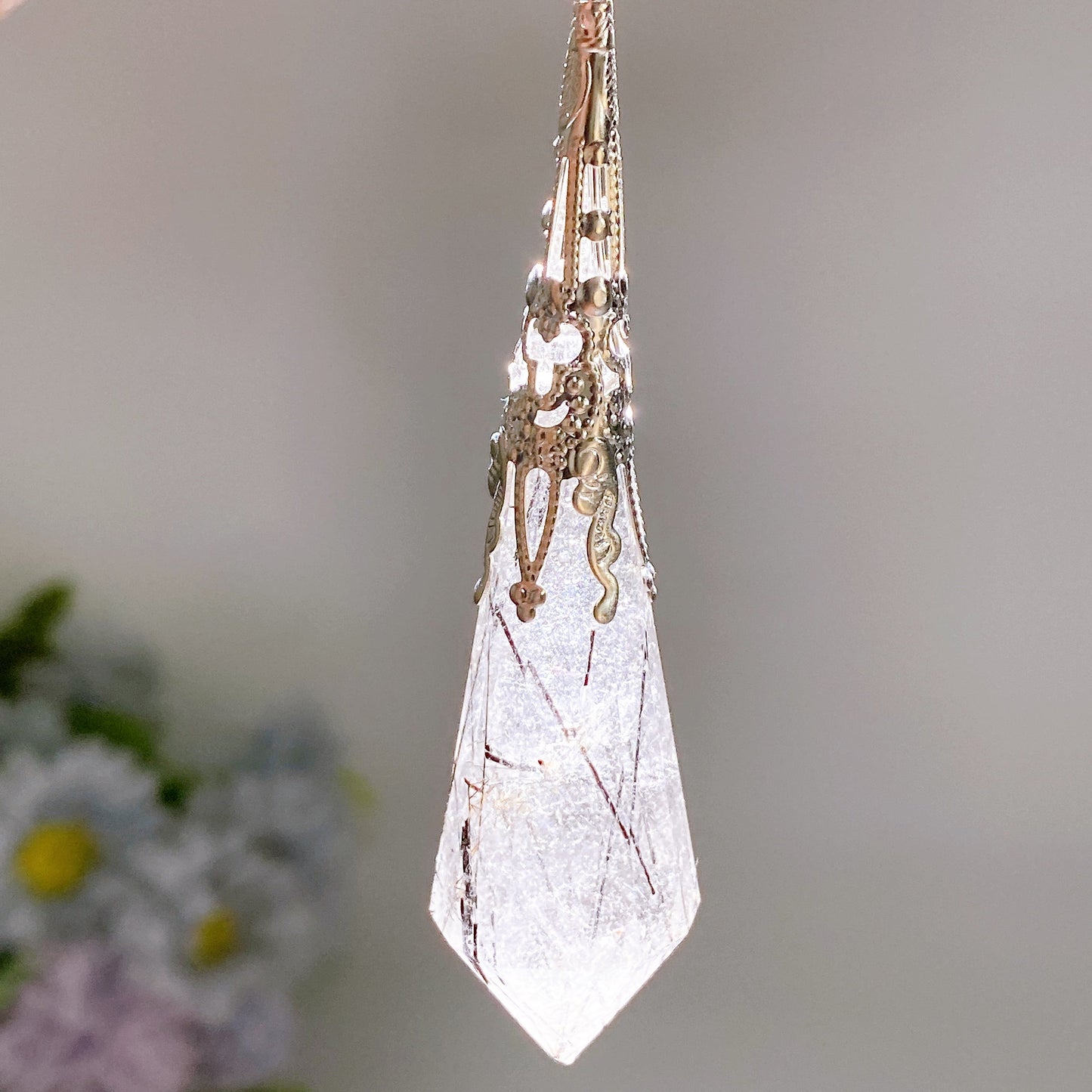 32cm Black Tourmaline in Quartz Pendulum Crystal healing Bulk Wholesale