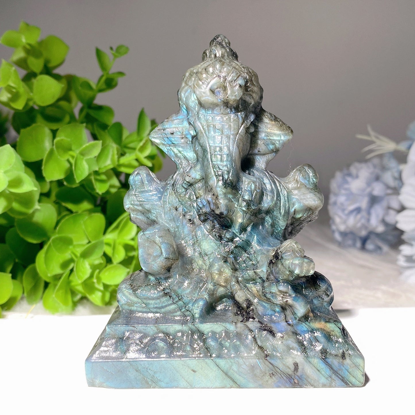 4.0" Labradorite Ganesha Carvings Bulk Wholesale