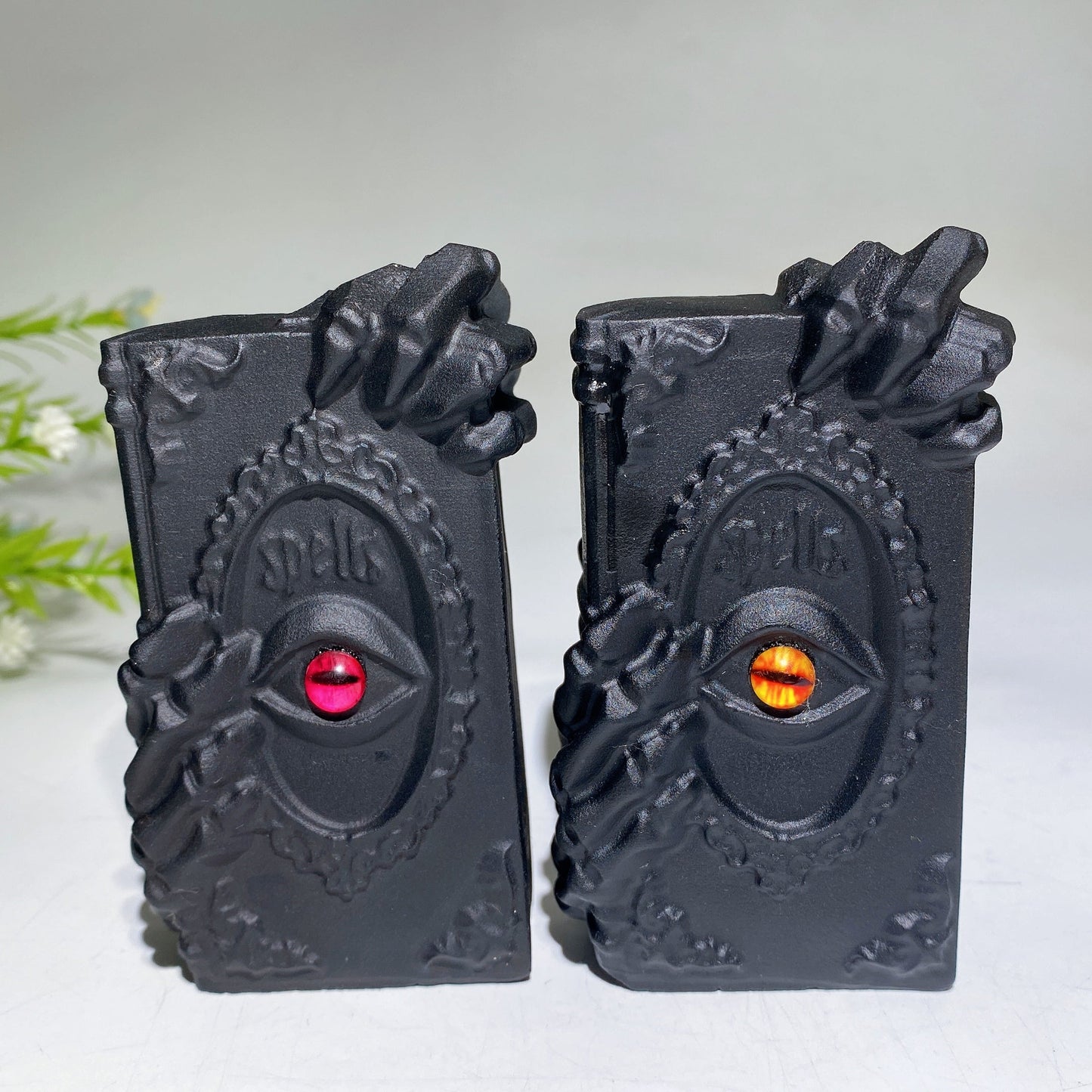 4.0" Black Obsidian Spells Bok Carving Crystal Healing Bulk Wholesale