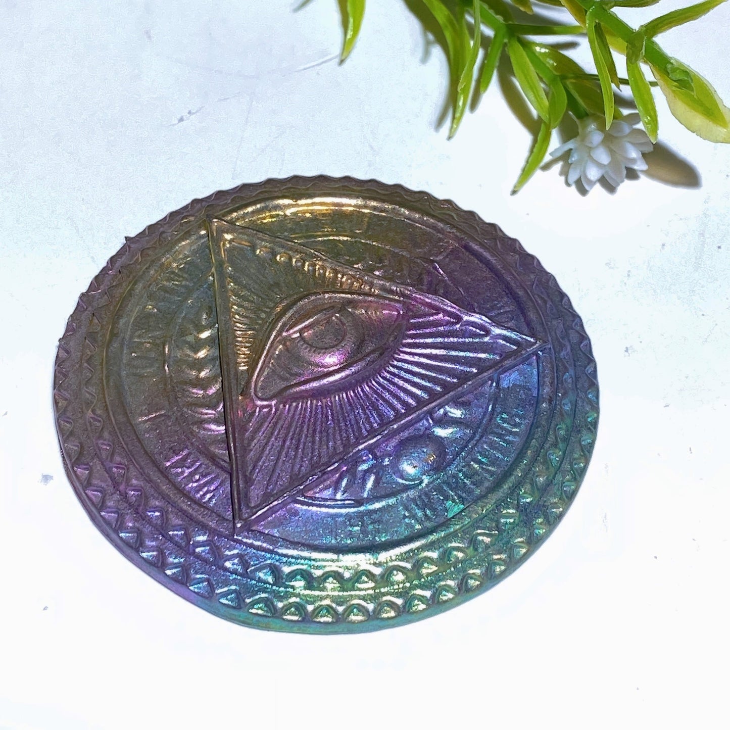 2.3" Bismuth Heru's Eye Round Slab Crystal Healing Bulk Wholesale