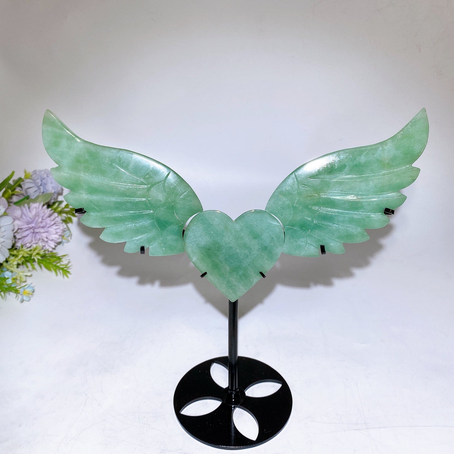 Crystal Heart Wings Carving with Stand Crystal Healing Bulk Wholesale