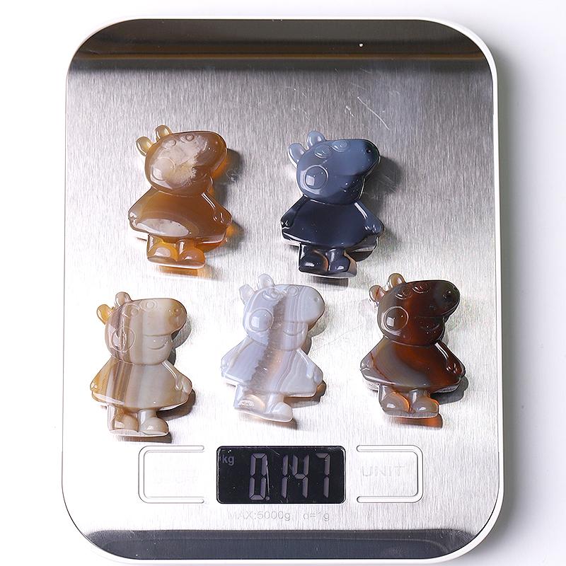 2" Agate Peppa Pig Crystal Carvings Wholesale Crystals USA