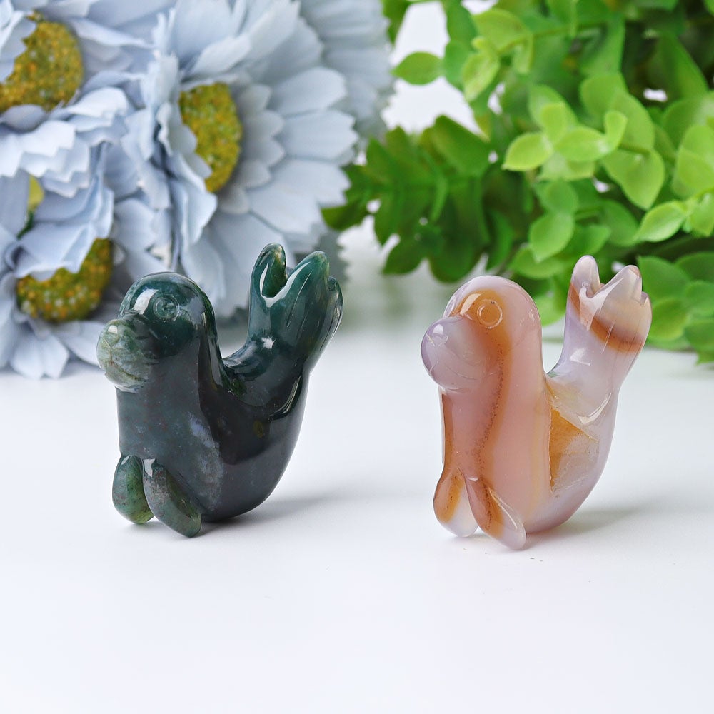 2.2" Druzy Agate Moss Agate Seal Crystal Carvings Wholesale Crystals USA