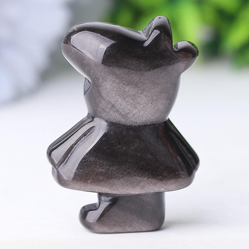 1.8" Silver Obsidian Peppa Pig Crystal Carvings Wholesale Crystals USA