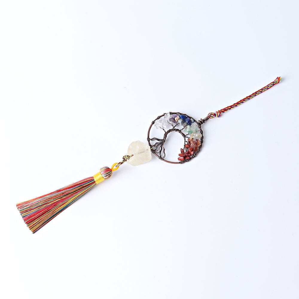Chakra Life Tree Hanging Ornament with Tassel Wholesale Crystals USA
