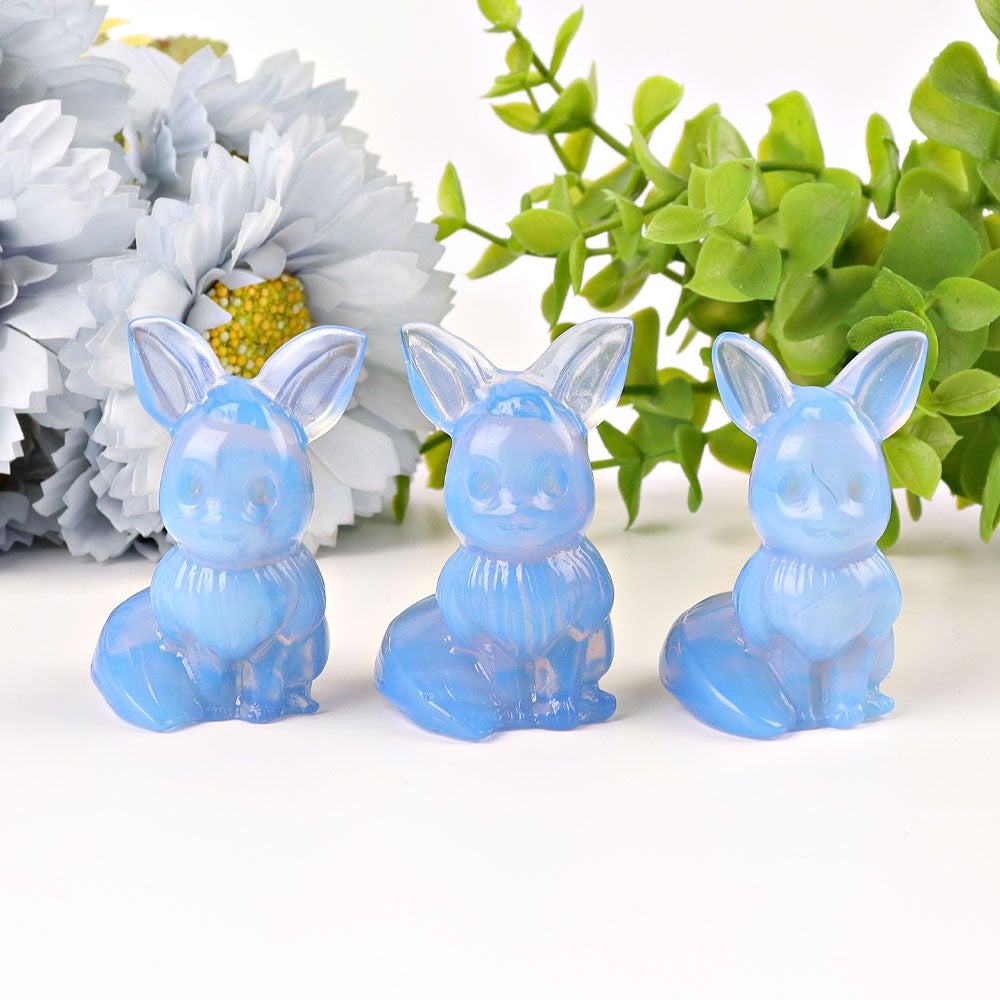 1.95" Blue Opalite Pokemon Evee Crystal Carvings Wholesale Crystals USA
