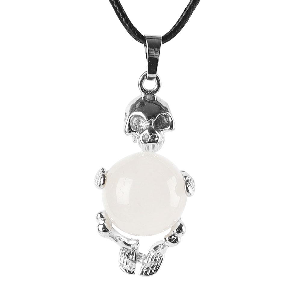 Silver Skeleton Wrapped Round Ball Gemstone Healing Crystal Pendant Wholesale Crystals USA