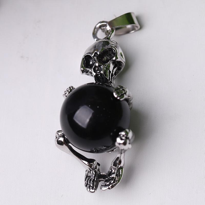 Wholesale Silver Skeleton Wrapped Round Ball Crystal Pendant Wholesale Crystals USA
