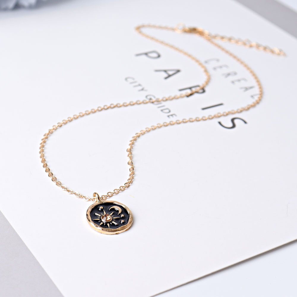 Sun Moon with Citrine Decor Crystal Necklace Wholesale Crystals USA