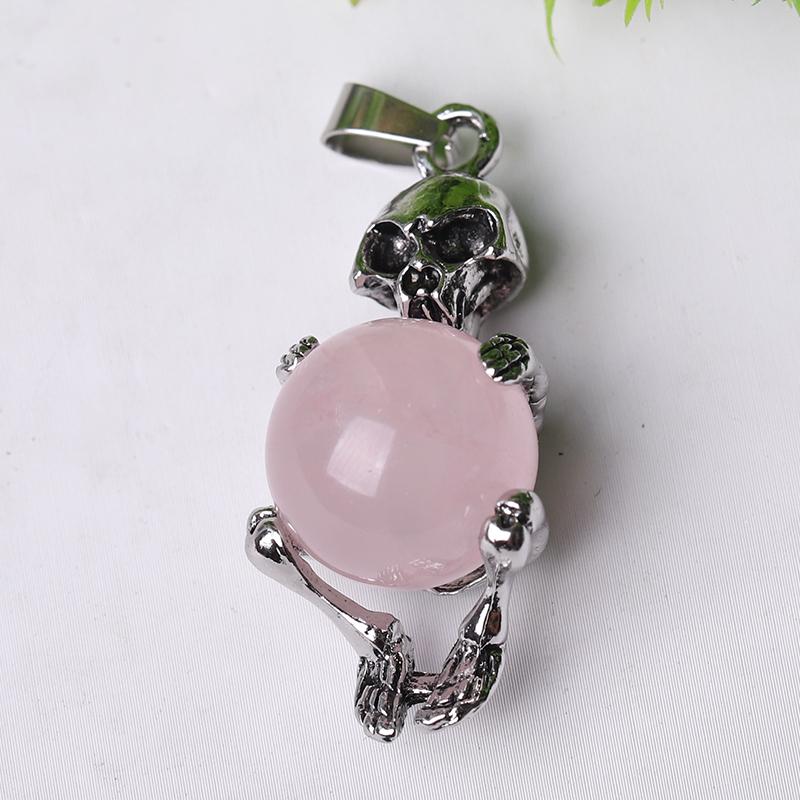Wholesale Silver Skeleton Wrapped Round Ball Crystal Pendant Wholesale Crystals USA
