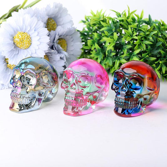 3" Aura Glass Skull Crystal Carvings Wholesale Crystals USA