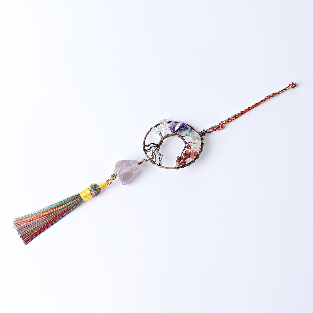 Chakra Life Tree Hanging Ornament with Tassel Wholesale Crystals USA