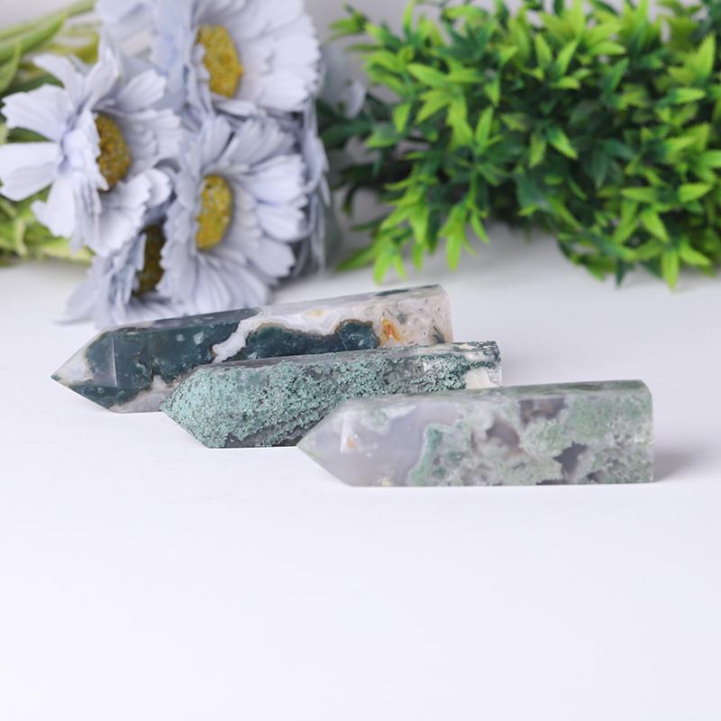 Wholesale Natural Moss Agate Point Healing Stone Wholesale Crystals USA