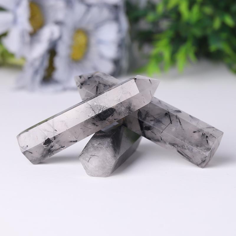 Natural Black Tourmaline in Quartz Points Healing Tower Wholesale Crystals USA
