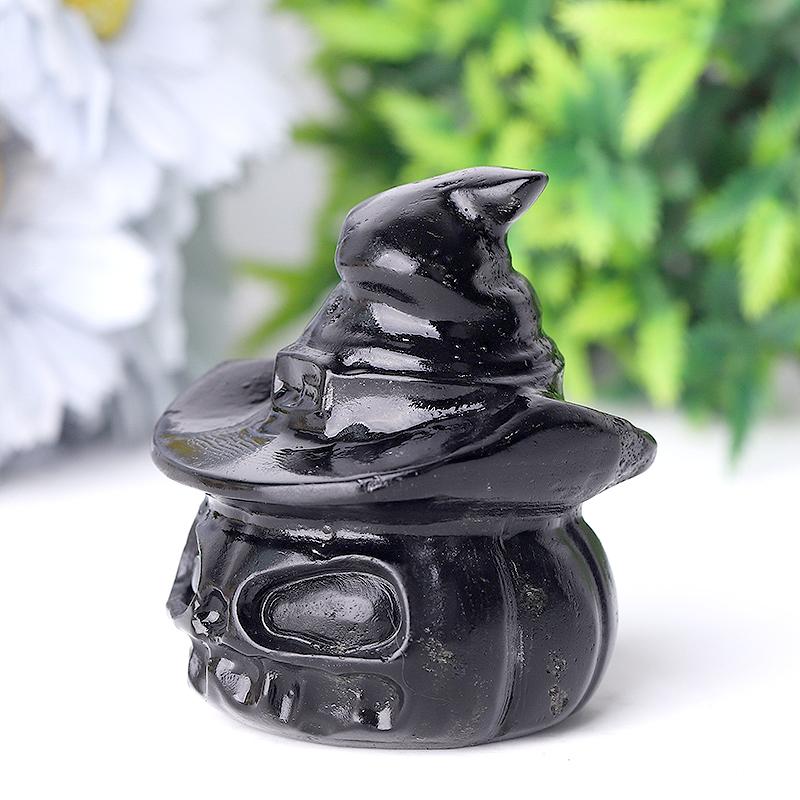 2.2" Black Obsidian Pumpkin Crystal Carvings for Halloween Wholesale Crystals USA