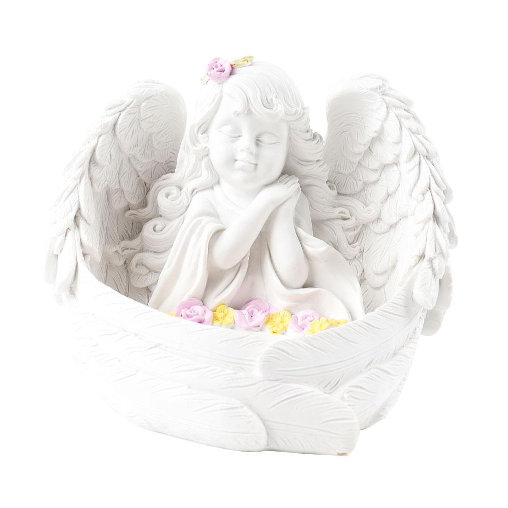 Resin White Cute Baby Angel Stand