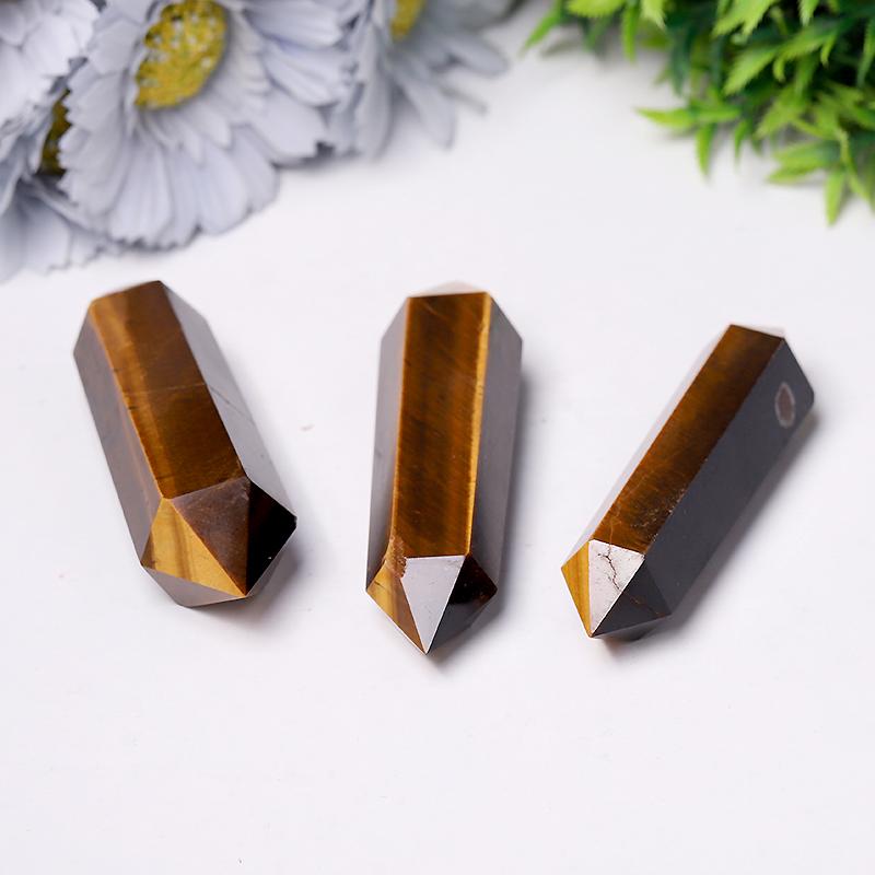 Wholesale Natural High Quality Tiger Eye Stone Quartz Crystal Double Point DT Wand Wholesale Crystals USA