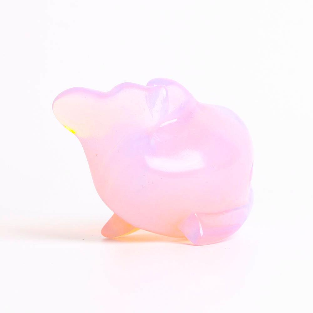 Pink Opalite Dolphin Carving Decoration Wholesale Crystals USA