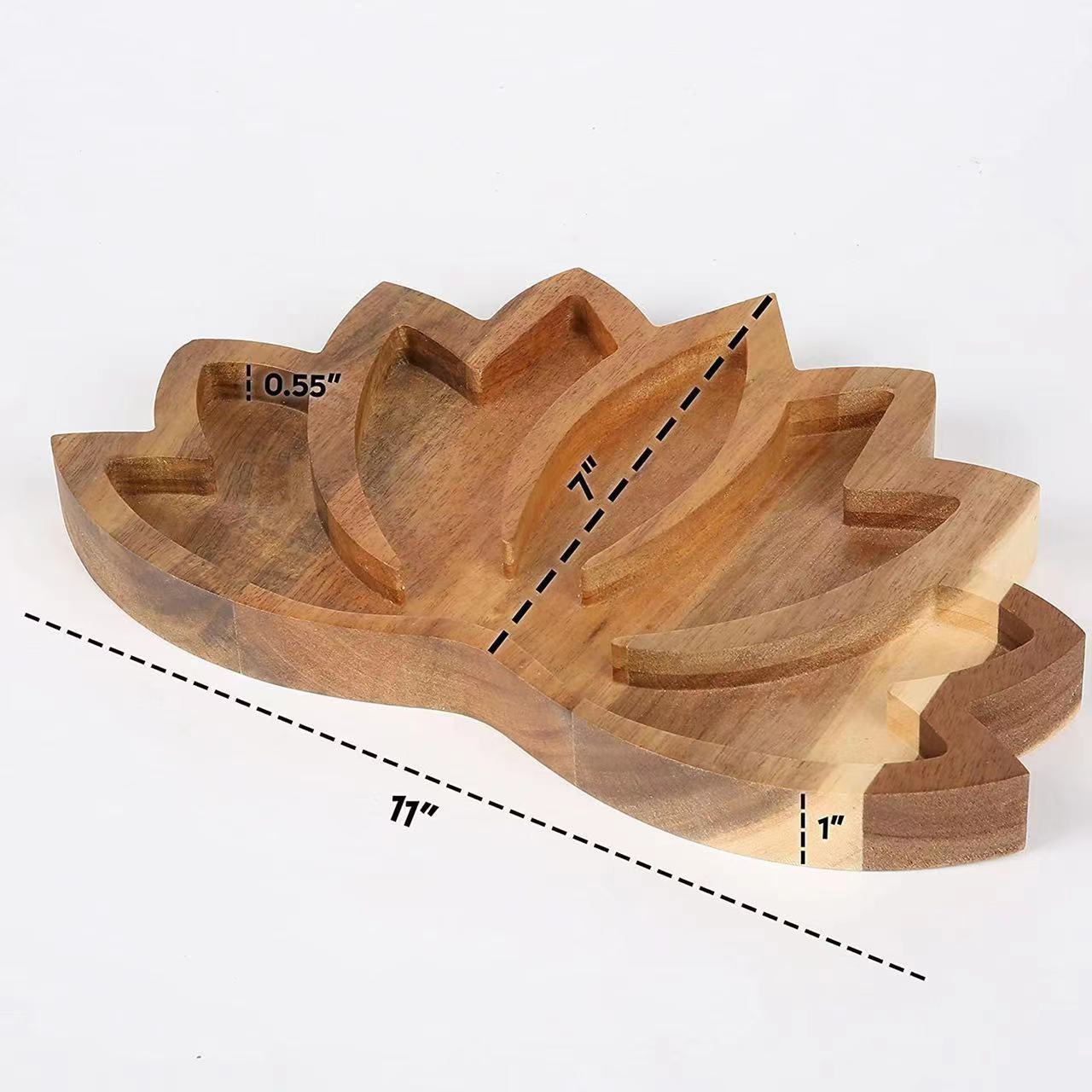 11.0" Wooden Lotus Bowl for Crystals Flower Shape Display Plate Bulk Wholesale Crystals USA
