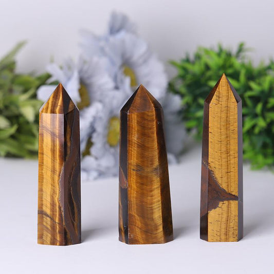 Wholesale Natural Quartz Crystal Point Reiki Gemstone Wands Crystal Tower Yellow Tiger Eye Points For Decoration Wholesale Crystals USA