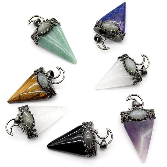 Crystal and Gem Stone Moon Pendants Wholesale Crystals USA