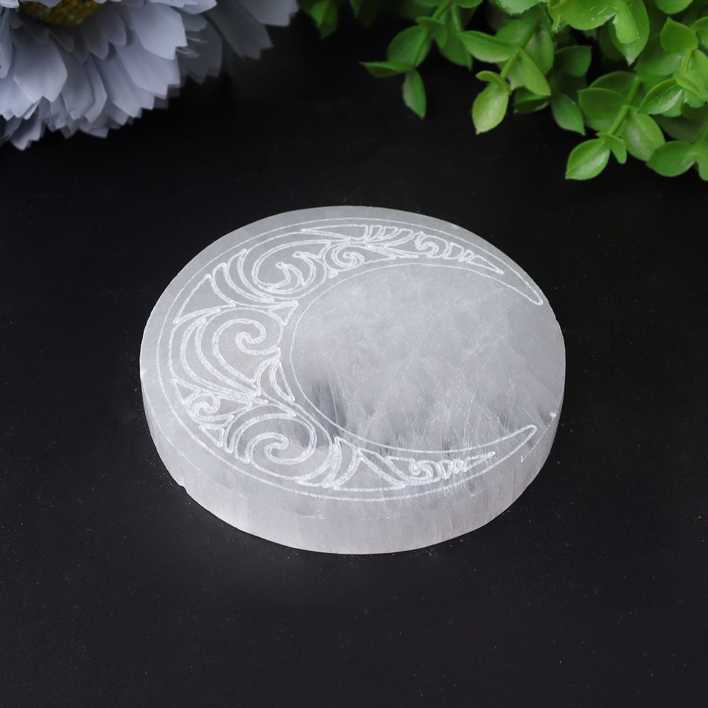 3.2" Selenite Coaster with Printing Wholesale Crystals USA