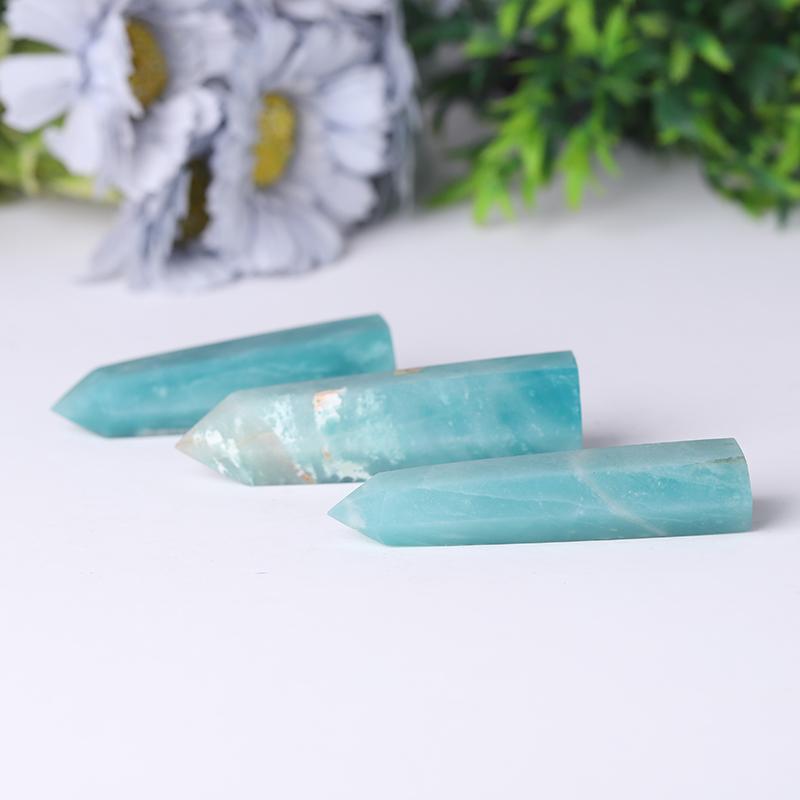 Natural High Quality Sky Blue Point Caribbean Calcite Tower for Healing Wholesale Crystals USA