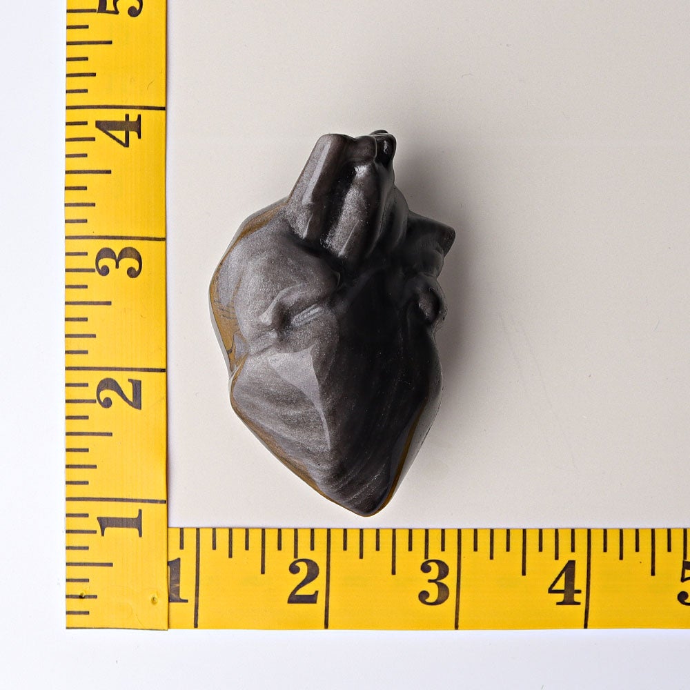 2.7" Silver Obsidian Heart Crystal Carvings Wholesale Crystals USA