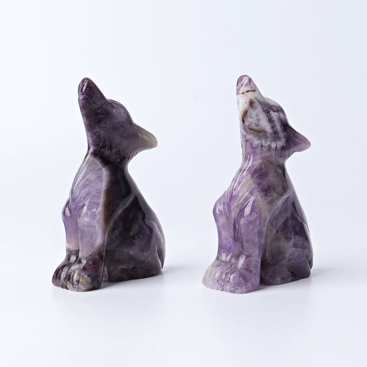 3" Dream Amethyst Wolf Crystal Carvings Wholesale Crystals USA