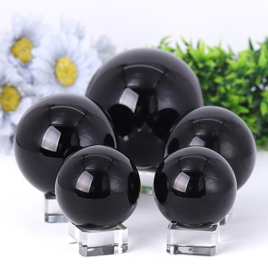 2.0"-4.0" Black Obsidian Sphere Wholesale Crystals USA