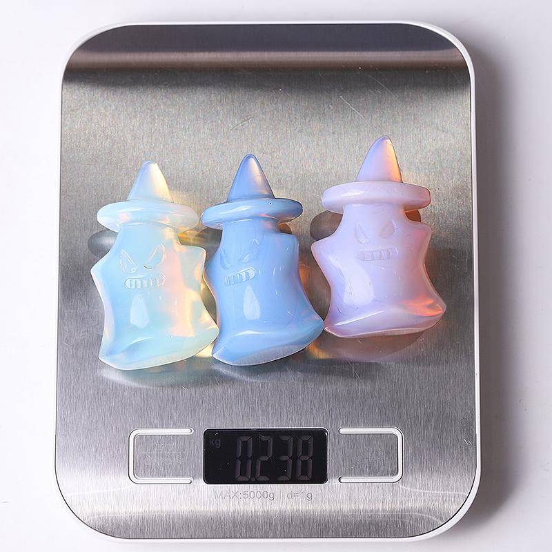 2.5" Blue Pink White Opalite Ghost Crystal Carvings for Halloween Wholesale Crystals USA