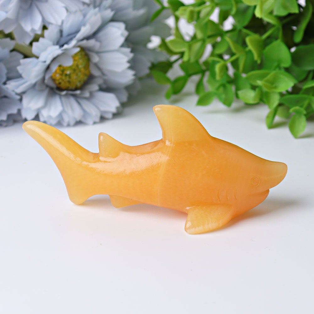 4" Honey Calcite Shark Crystal Carvings Wholesale Crystals USA