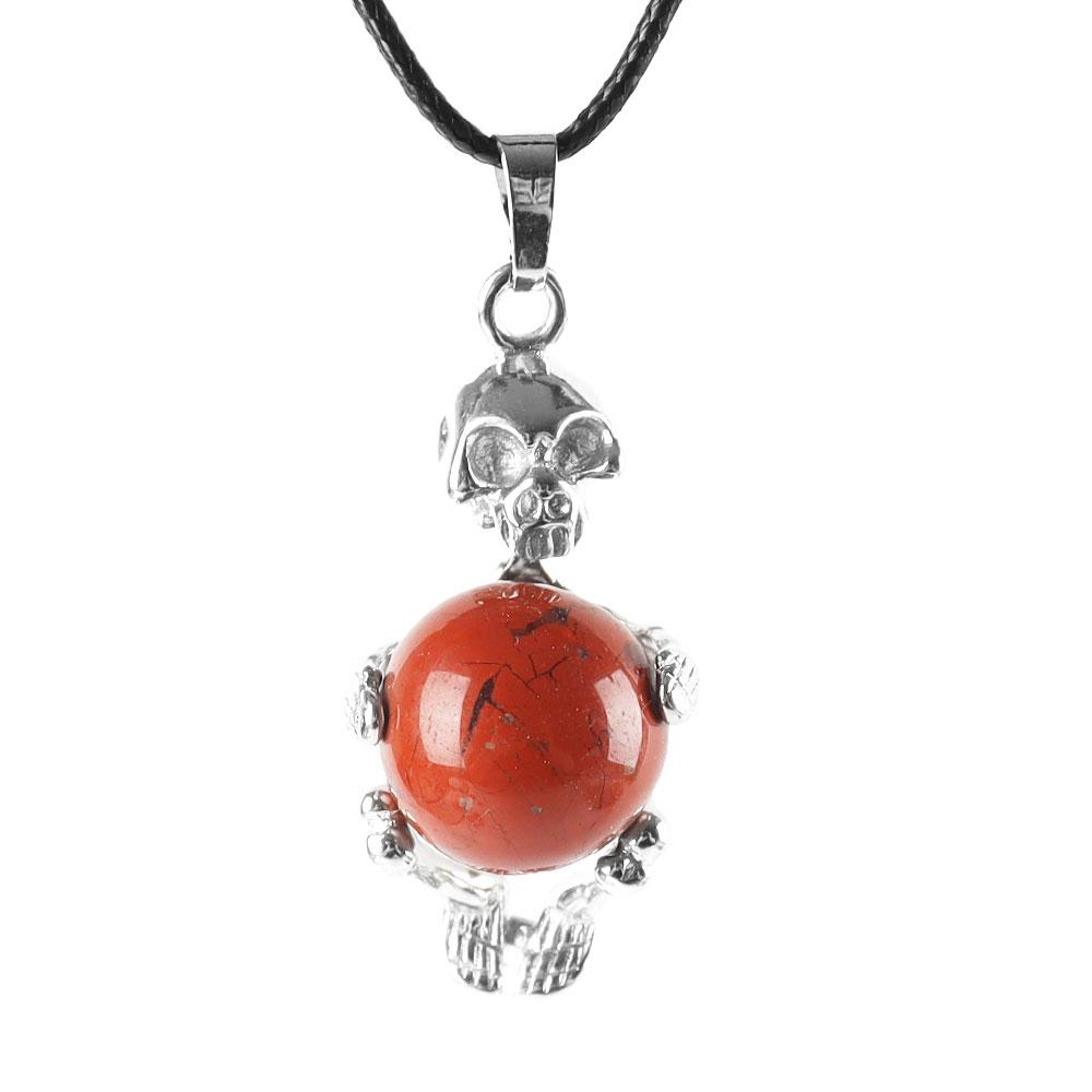 Silver Skeleton Wrapped Round Ball Gemstone Healing Crystal Pendant Wholesale Crystals USA