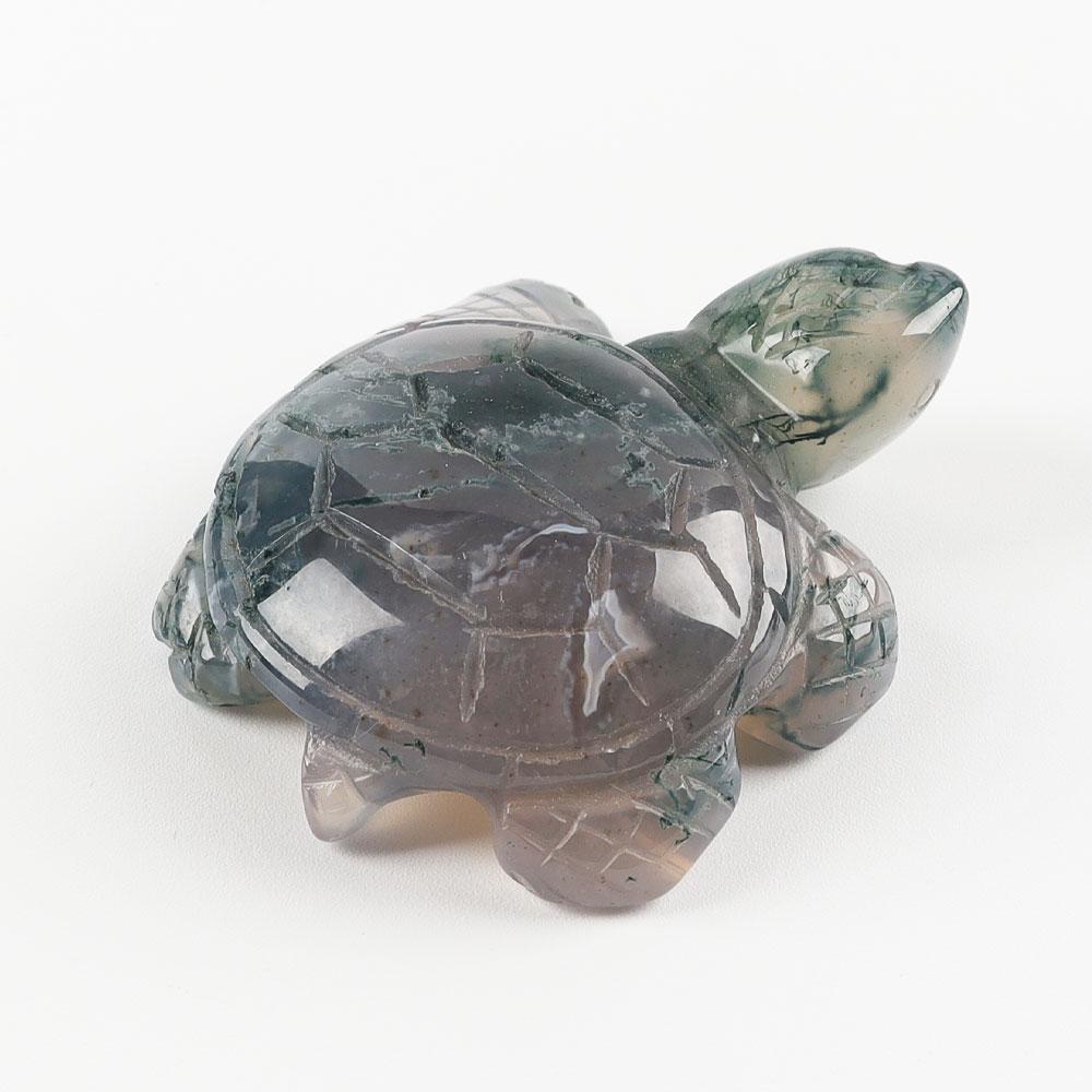 Crystal Carving Moss Agate Turtle Figurine Wholesale Crystals USA