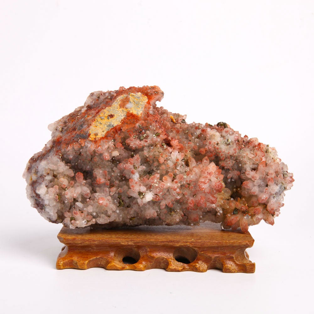 Unique Natural Quartz Growing with Pyrite Rough Specimen Stone