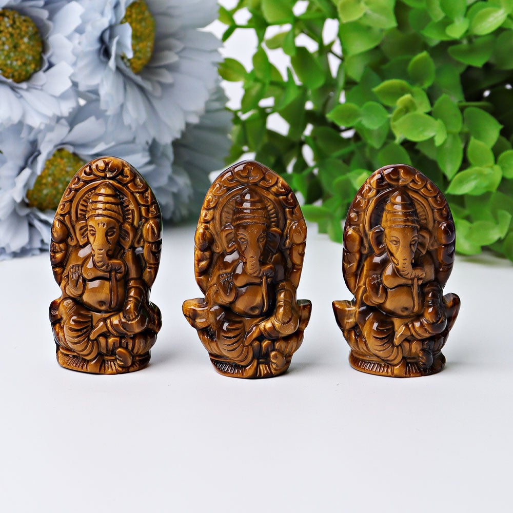 1.9" Tiger's Eye Ganesha Crystal Carving Wholesale Crystals USA
